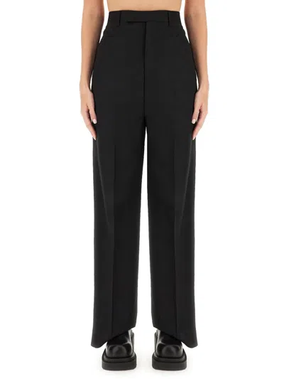 Rick Owens Wide Leg Trousers Featuring Front Pleats In Black