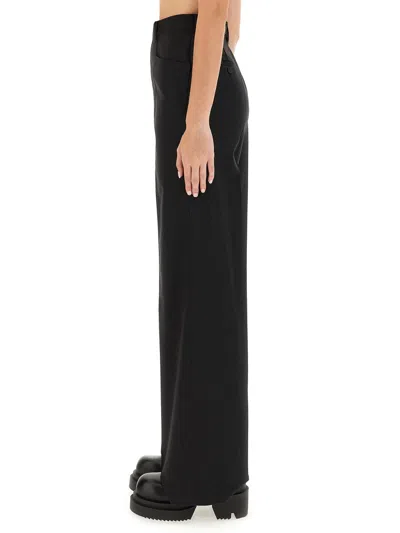 Rick Owens Wide Leg Trousers Featuring Front Pleats In Black
