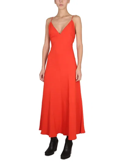 Stella Mccartney Stella Mc Cartney Maxi V Neck Dress In Orange