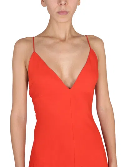 Stella Mccartney Stella Mc Cartney Maxi V Neck Dress In Orange