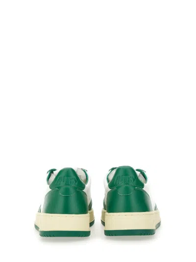 Autry White And Green Two-tone Leather Medalist Low Sneakers