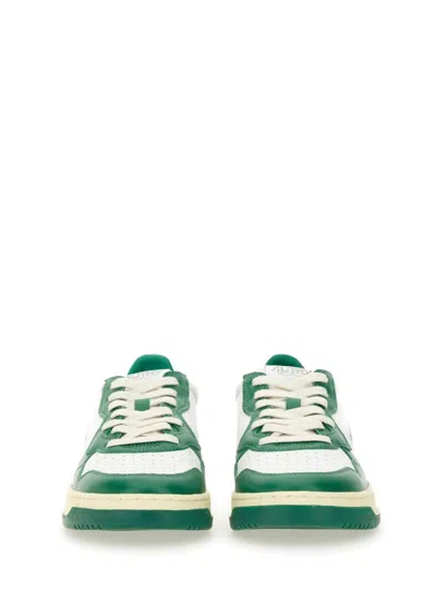 Autry White And Green Two-tone Leather Medalist Low Sneakers