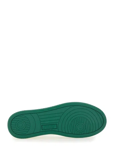 Autry White And Green Two-tone Leather Medalist Low Sneakers