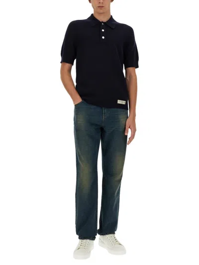 Balmain Label Polo Shirt In Black