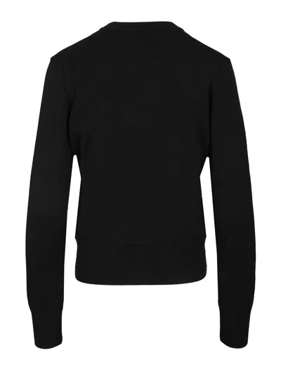 Ami Alexandre Mattiussi Merinos Wool Ami De Coeur Sweater Knitwear Black In Black