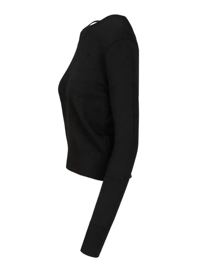 Ami Alexandre Mattiussi Merinos Wool Ami De Coeur Sweater Knitwear Black In Black