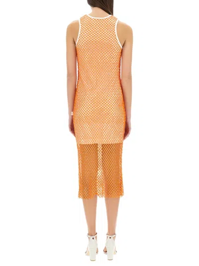Moschino Jeans Mesh And Sequin Dress In Orange