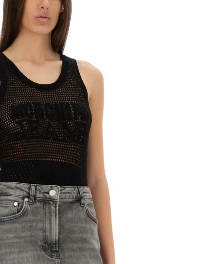 Moschino Logo Mesh Sleeveless Top