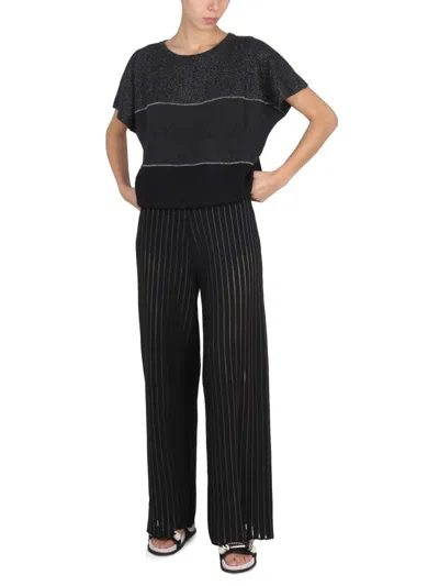 Fabiana Filippi Striped Wool T-shirt In Black