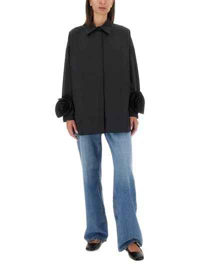 Valentino "micro Faille Overshirt With In Black