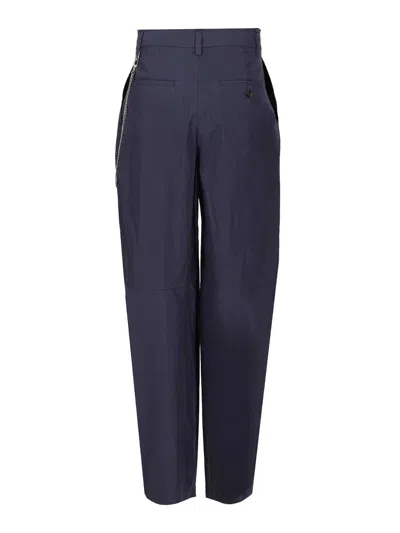 Alexander Wang Mid-rise Trouser W/ Chain Trousers Blue In Blue