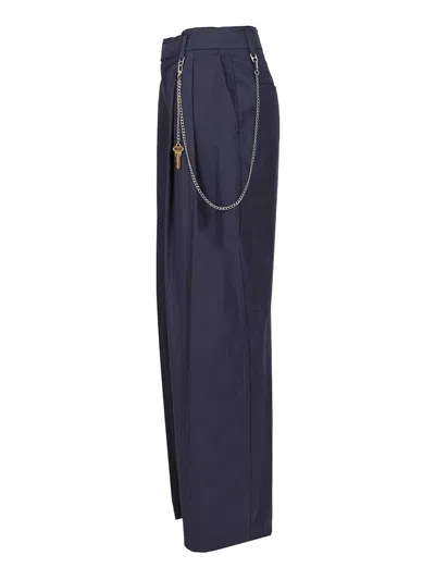 Alexander Wang Mid-rise Trouser W/ Chain Trousers Blue In Blue