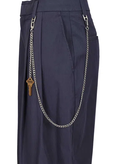Alexander Wang Mid-rise Trouser W/ Chain Trousers Blue In Blue