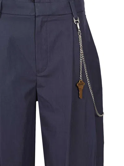 Alexander Wang Mid-rise Trouser W/ Chain Trousers Blue In Blue