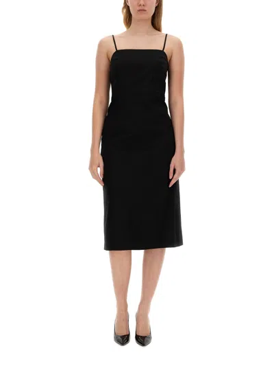 Theory Good Strappy A-line Linen Blend Dress In Black