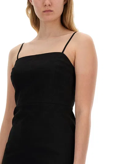 Theory Good Strappy A-line Linen Blend Dress In Black