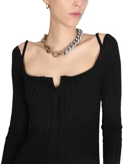 Philosophy Di Lorenzo Serafini Square Neckline Ribbed Texture Midi Dress In Black