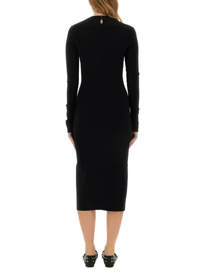 Stella Mccartney Studded Long Sleeve Midi Dress In Black