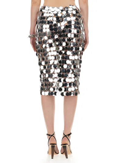 Rabanne Sequin Midi Skirt In Silver