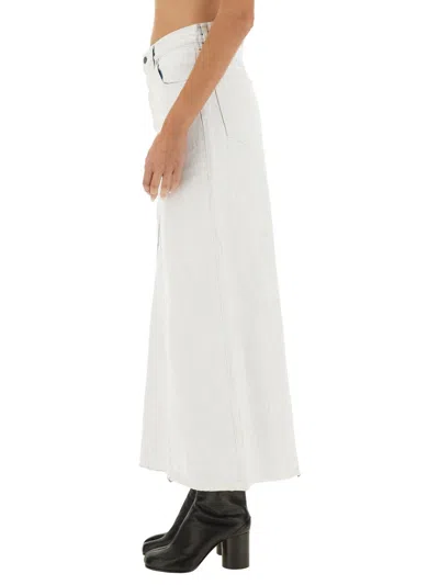 Maison Margiela Painted Denim Maxi Skirt In White