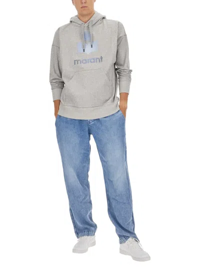 Isabel Marant Marant Relaxed-fit Grey Hoodie With Kangaroo Pocket In Gray