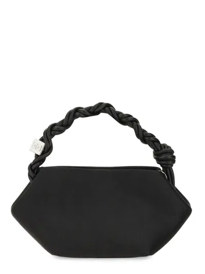 Ganni Womens Black Hobo Mini Faux-leather Hobo Bag In Black