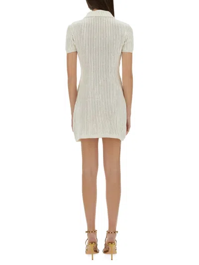 Self-portrait Mini Crochet Dress With Sequins In White