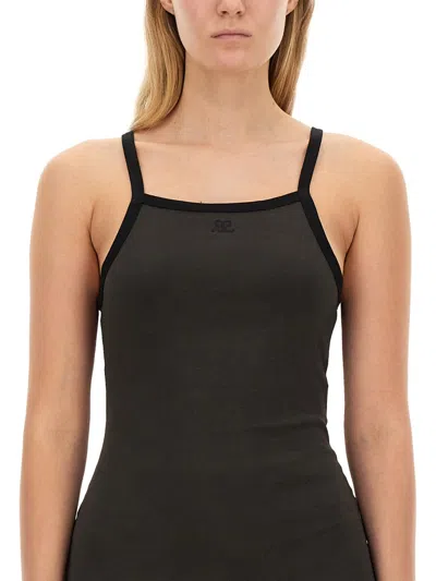 Courrèges Contrast Cotton Jersey Mini Dress