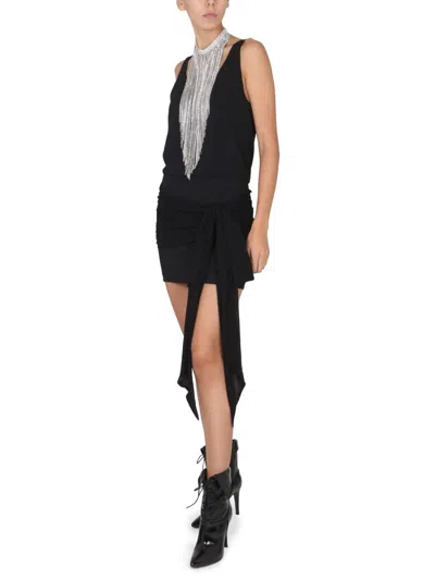 Philosophy Di Lorenzo Serafini Mini Draped Dress Asymmetric Hem In Black