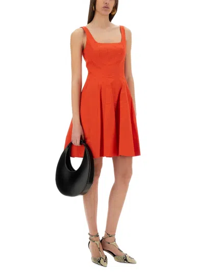 Staud Wells Seamed Stretch Cotton Minidress In Orange