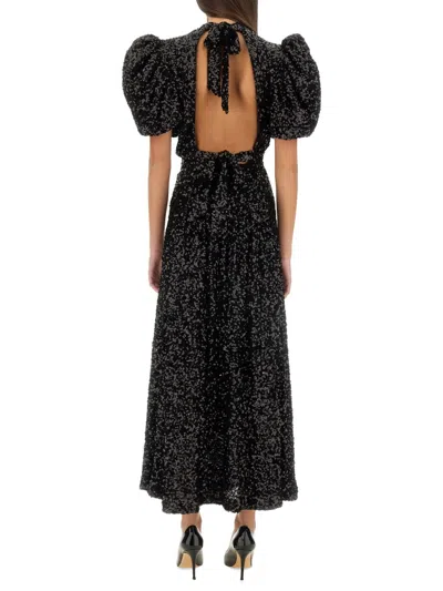 Rotate Birger Christensen Womens Black Regular-fit Puff-sleeve Sequin Midi Dress In Black