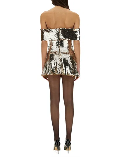 Self-portrait Mini Dress With Sequins In Metallic