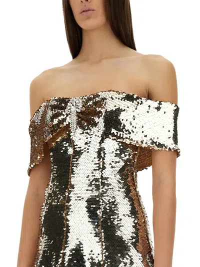 Self-portrait Mini Dress With Sequins In Metallic