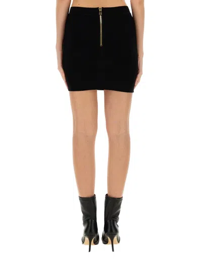 Balmain Knitted Mini Skirt With Embossed Buttons