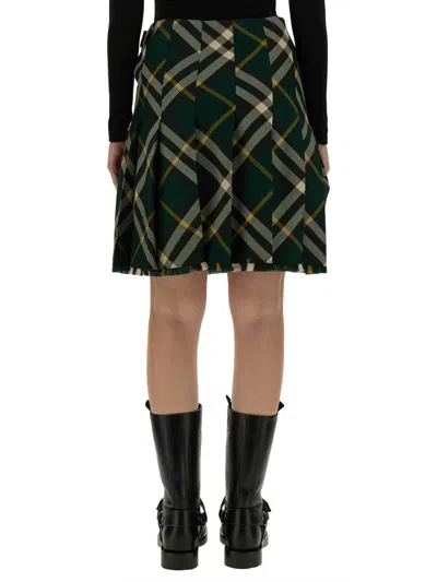 Burberry Vintage Check Mini Wrap Skirt In Green