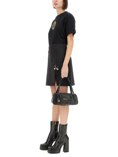 Versace Safety Pin A-line Wool Mini Skirt