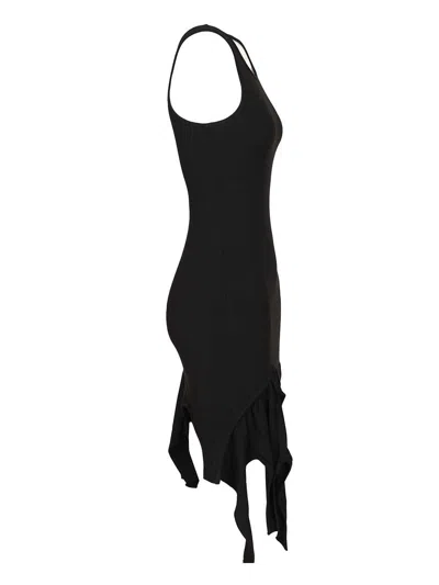 Alexander Wang Deconstructed Rib Cotton Tank Minidress In Black