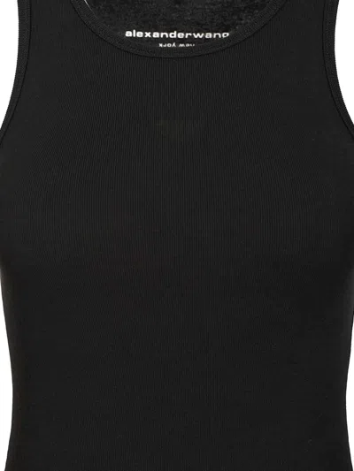 Alexander Wang Deconstructed Rib Cotton Tank Minidress In Black