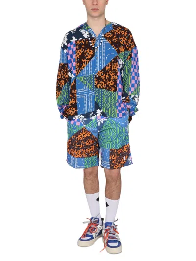 Marcelo Burlon County Of Milan Men's Mix & Match Bermuda Shorts In Blue