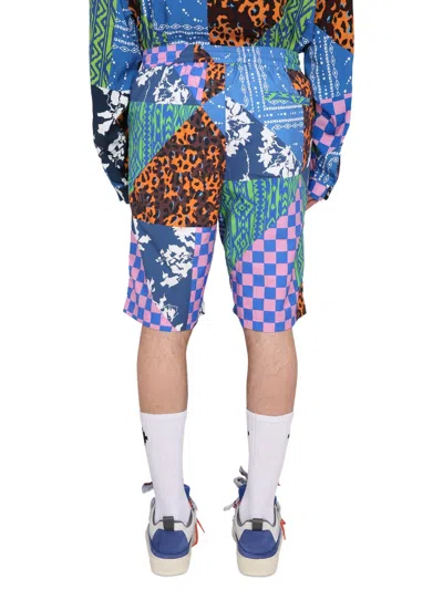 Marcelo Burlon County Of Milan Men's Mix & Match Bermuda Shorts In Blue