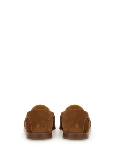 Paraboot Suede Loafers With Rubber Sole And Stitch Detailing