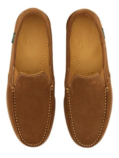 Paraboot Suede Loafers With Rubber Sole And Stitch Detailing
