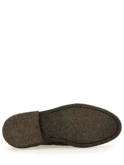 Thom Browne Dark Brown Suede Loafers With Shearling Lining And Tricolor Detail In Brown
