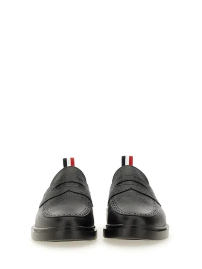 Thom Browne Black Slip-on Loafers With Loop Detail In Black
