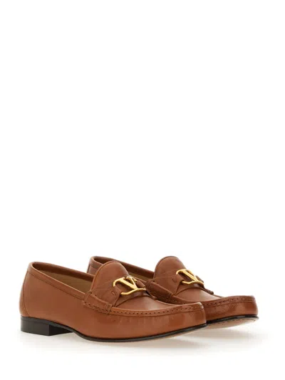 Valentino Vlogo Medallion Leather Loafers