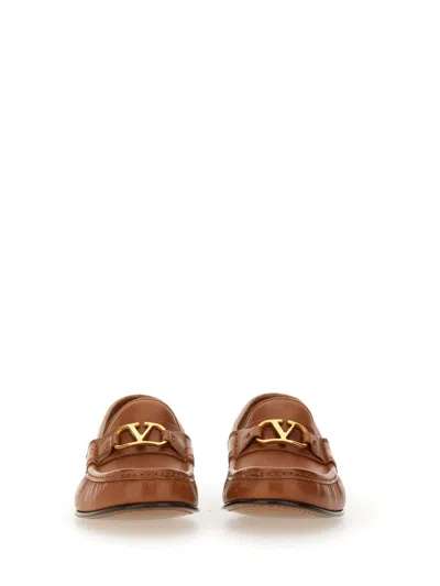 Valentino Vlogo Medallion Leather Loafers