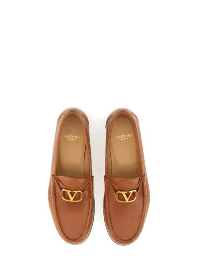 Valentino Vlogo Medallion Leather Loafers