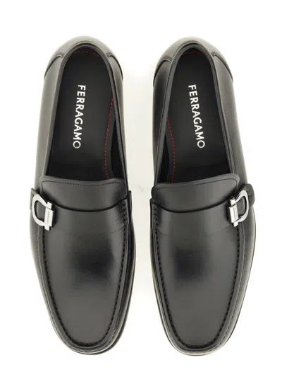 Ferragamo Caspian Gancini Plaque Leather Loafers In Gray