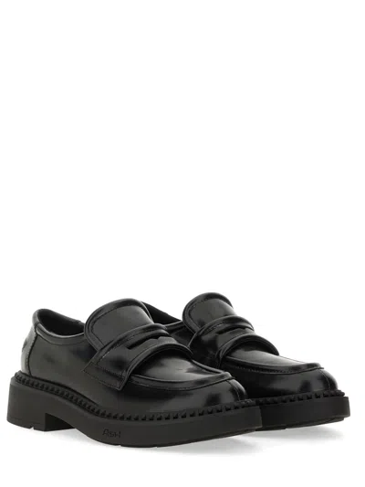 Ash Miracle Leather Studded-trim Loafers In Black