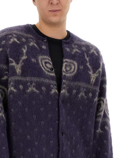 South2 West8 Loose Fit Crewneck Cardigan In Black